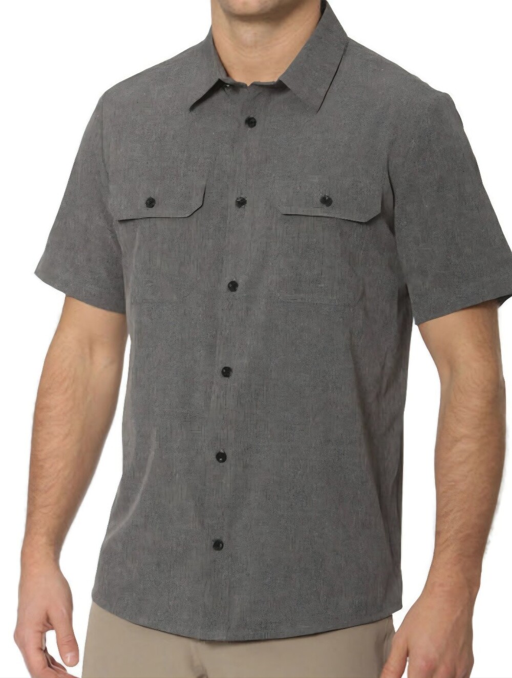 ZeroXposur Men's Short Sleeve Button-Down Shirt in Charcoal, Medium. Outdoors